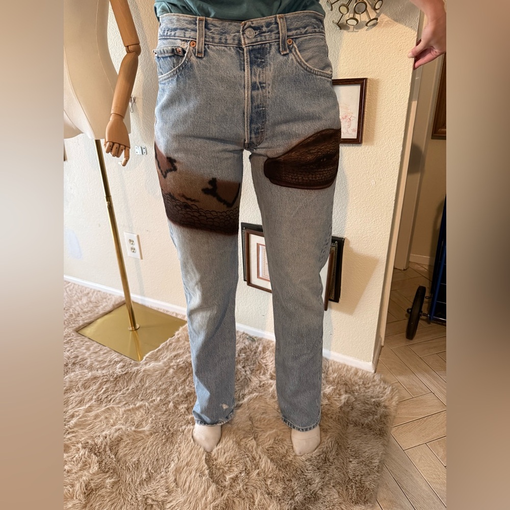 Vintage Levi 501 Rare Python Jeans - See Measurement Photos - Picture 15 of 16